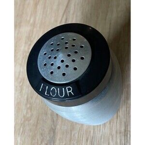 Vintage Kromex Spun Aluminum Flour Shaker MCM Retro Black Lid
